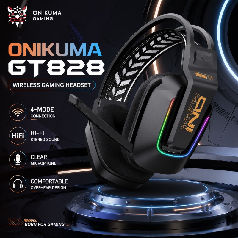 Esports Gaming Headset - سماعة ألعاب ONIKUMA GT828 لاسلكية بـ4