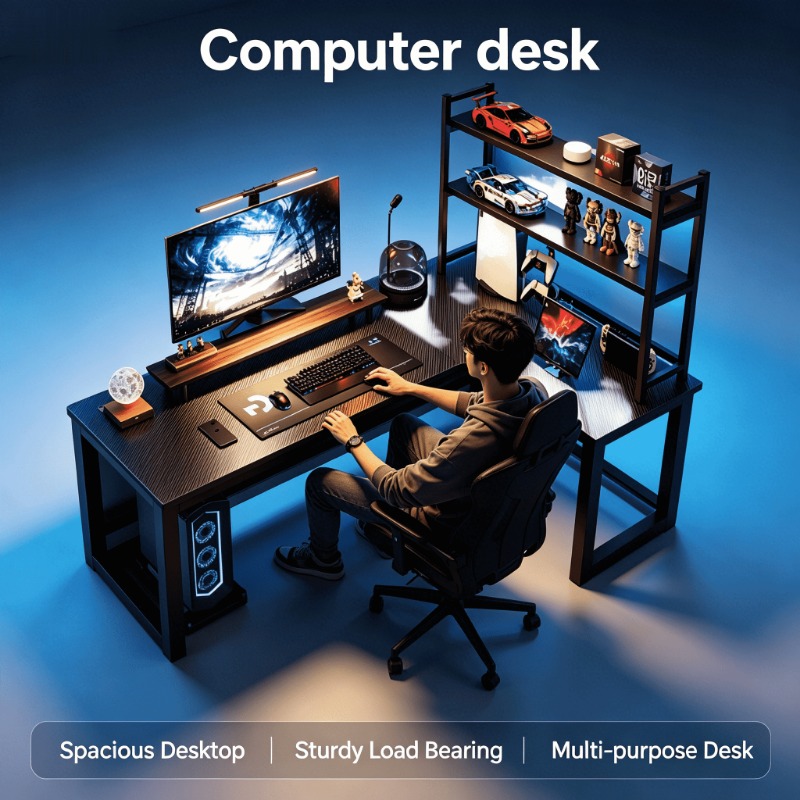 Esports Gaming Furniture - طاولة ألعاب كمبيوتر على شكل حرف