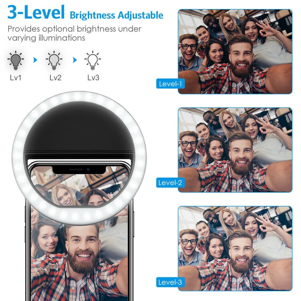 كابل شحن USB مع إضاءة حلقية LE - مراجعة Webcam Ring Light وسعره