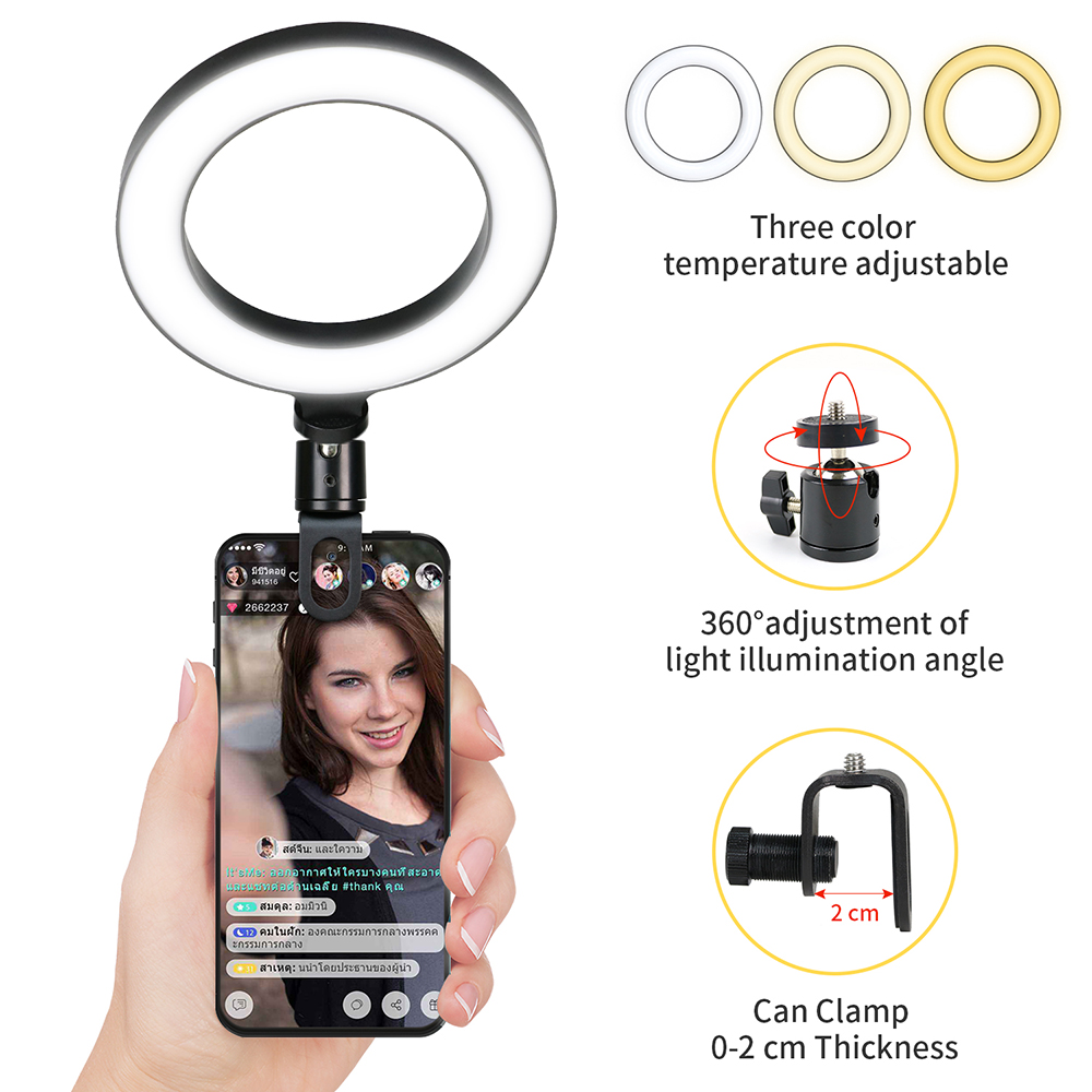 ضوء فيديو LED بحجم 16 سم مع حا - مراجعة Webcam Ring Light وسعره